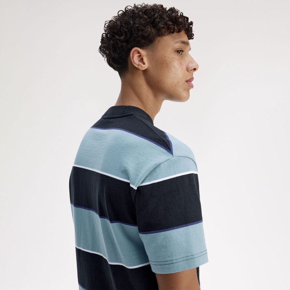Fred Perry Striped Relaxed Tee - Stockport Blue Fred Perry Striped Relaxed Tee - Stockport Blue