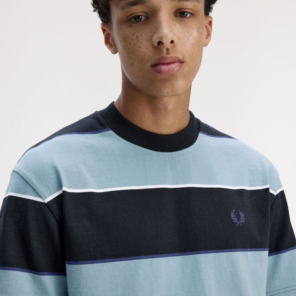 Fred Perry Striped Relaxed Tee - Stockport Blue Fred Perry Striped Relaxed Tee - Stockport Blue
