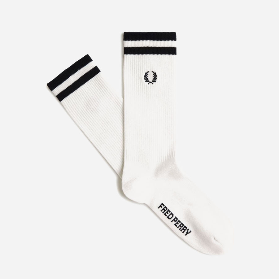 Fred Perry Tipped Sport Sock - Snow White/Black Fred Perry Tipped Sport Sock - Snow White/Black