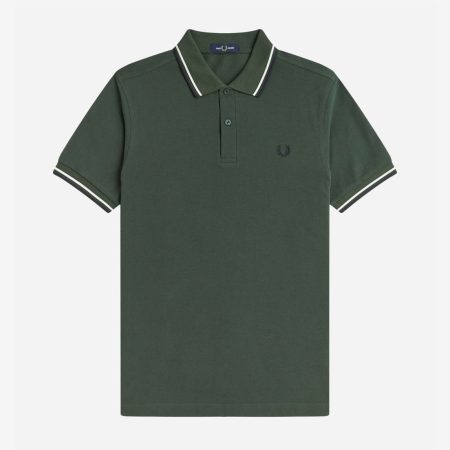 Fred Perry Twin Tipped Polo - Court Green/Snow White/Navy Fred Perry Twin Tipped Polo - Court Green/Snow White/Navy