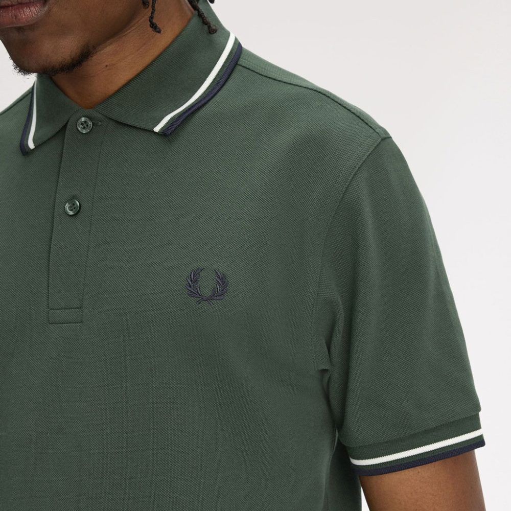 Fred Perry Twin Tipped Polo - Court Green/Snow White/Navy