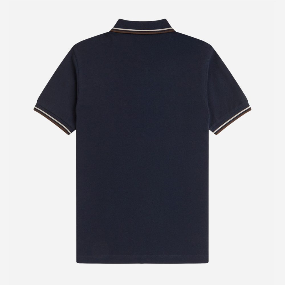 Fred Perry Twin Tipped Polo - Navy/Warm Oat/Burnt Tobacco