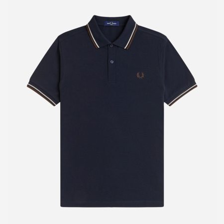 Fred Perry Twin Tipped Polo - Navy/Warm Oat/Burnt Tobacco Fred Perry Twin Tipped Polo - Navy/Warm Oat/Burnt Tobacco