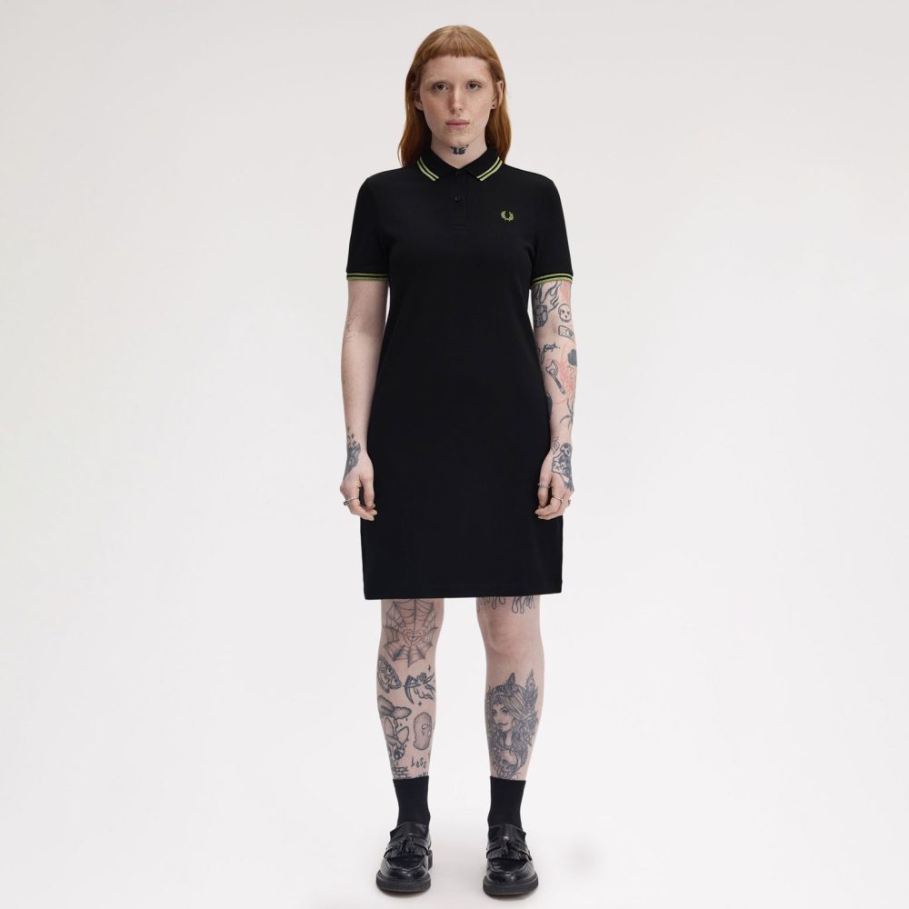 Fred Perry Women's Twin Tipped Dress - Black/Metallic Tennis Ball Yellow