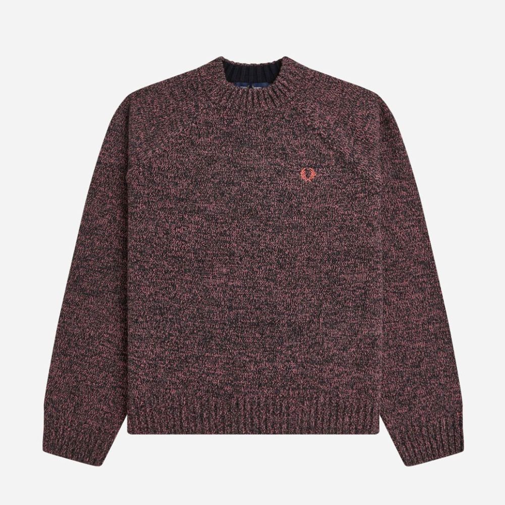 Fred Perry Women's Twisted Marl Mock Neck Knitted Jumper
