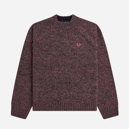 Fred Perry Women's Twisted Marl Mock Neck Knitted Jumper - Flamingo Tan/Anchor Grey Fred Perry Women's Twisted Marl Mock Neck Knitted Jumper - Flamingo Tan/Anchor Grey