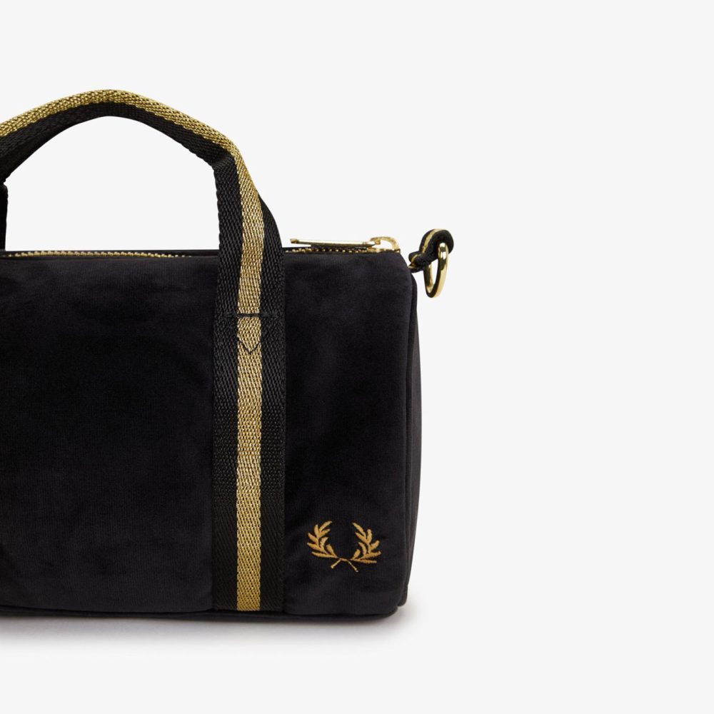 Fred Perry Women's x Amy Winehouse Mini Velour Barrel Bag - Black