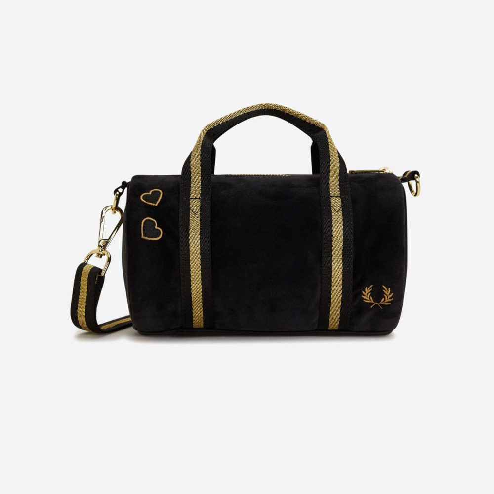 Fred Perry Women's x Amy Winehouse Mini Velour Barrel Bag - Black Fred Perry Women's x Amy Winehouse Mini Velour Barrel Bag - Black