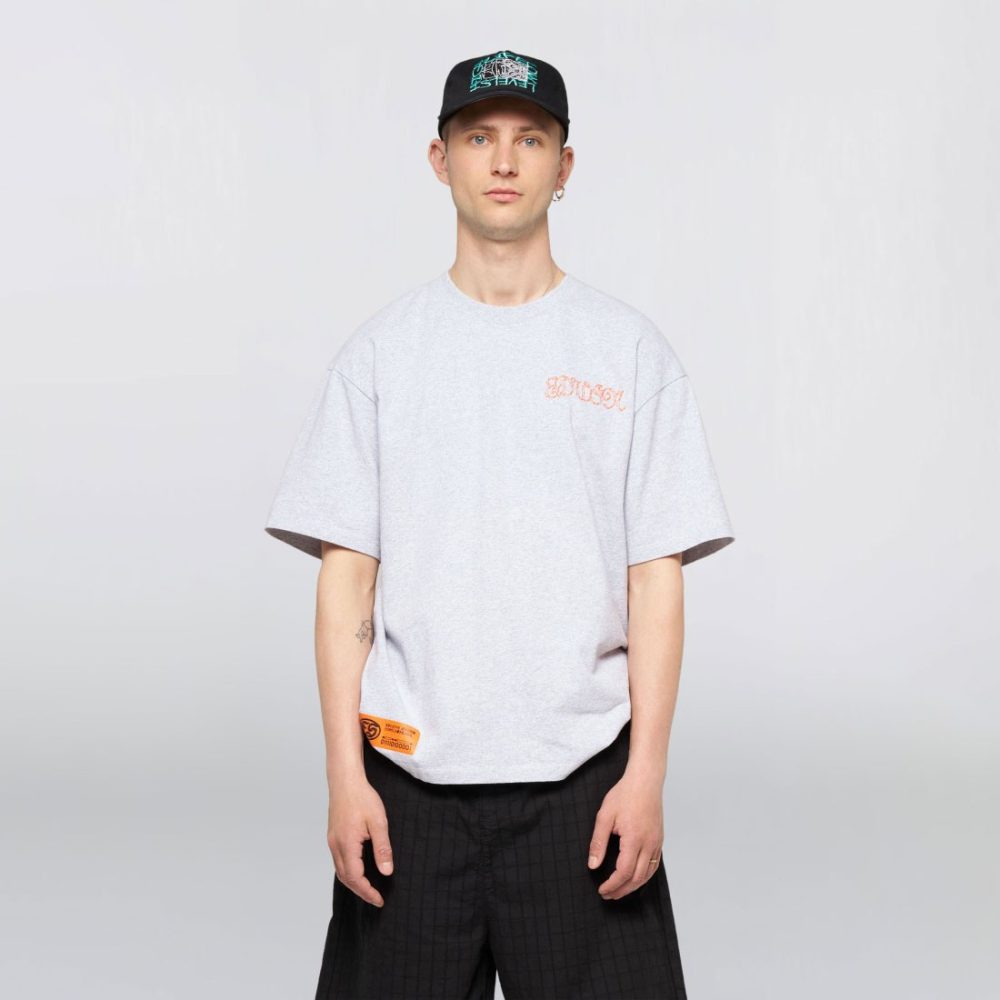 Edwin Spiral Sighs Tee - Grey Marl/Garment Washed