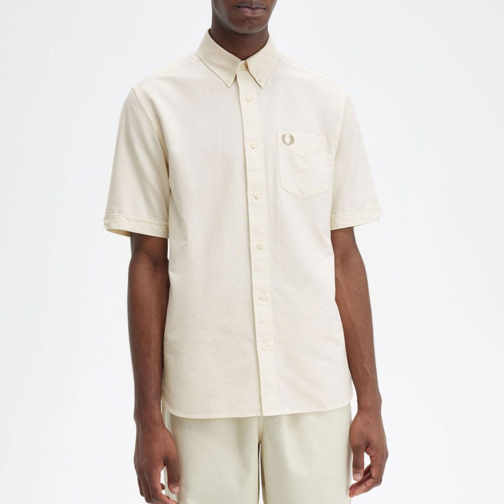 Fred Perry Short Sleeve Oxford Shirt - Ecru
