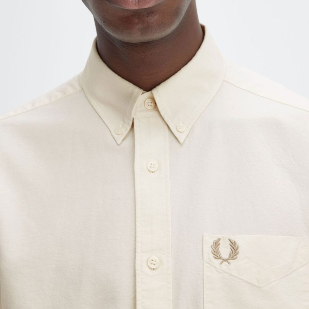 Fred Perry Short Sleeve Oxford Shirt - Ecru