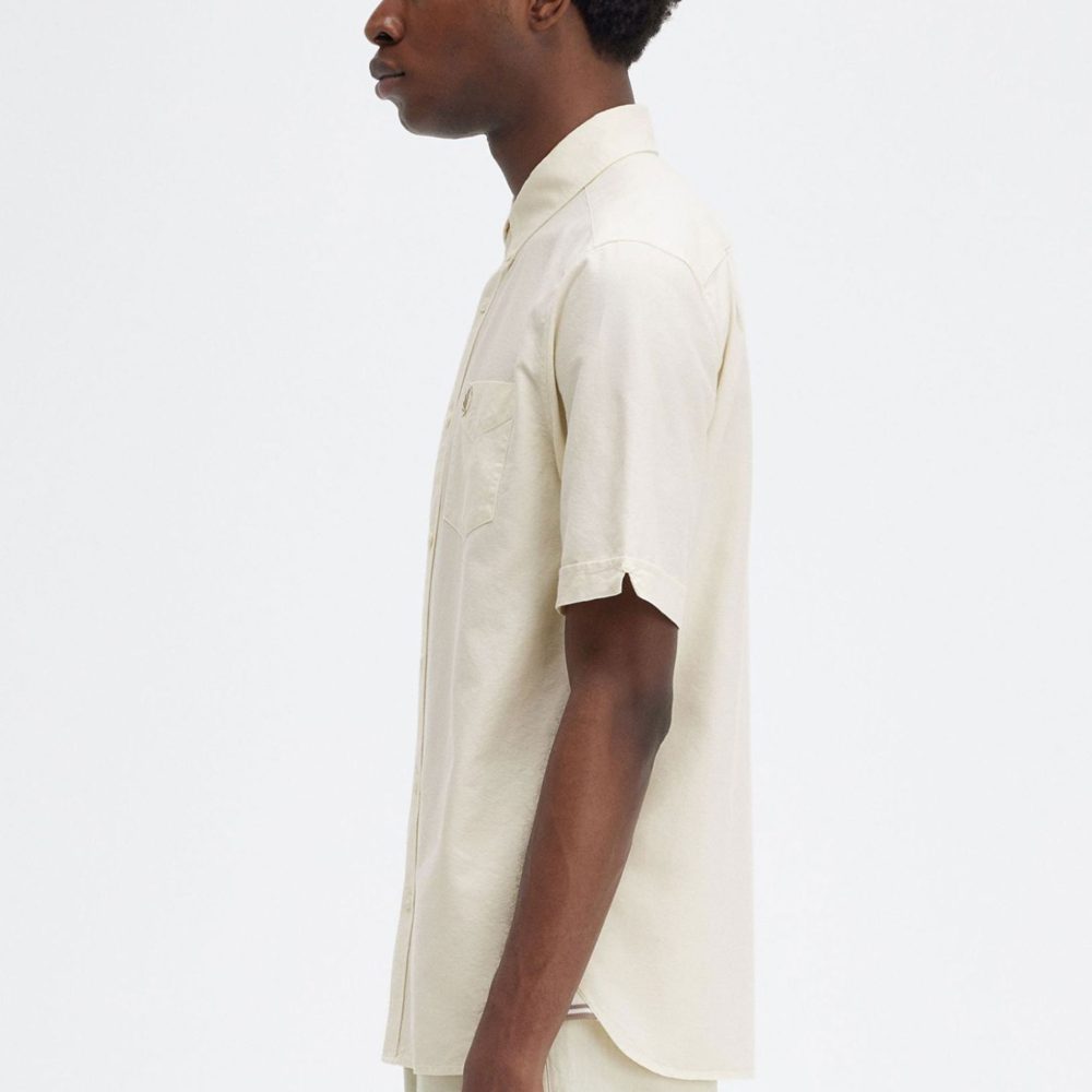 Fred Perry Short Sleeve Oxford Shirt - Ecru