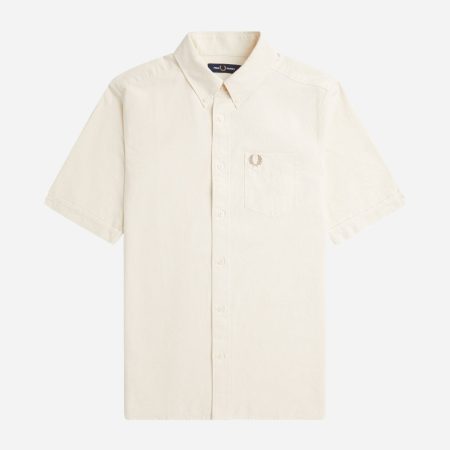 Fred Perry Short Sleeve Oxford Shirt - Ecru Fred Perry Short Sleeve Oxford Shirt - Ecru