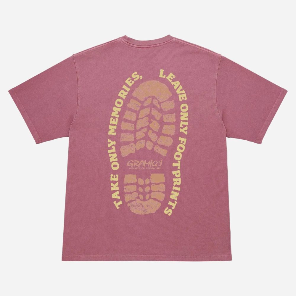Gramicci Footprints Tee Pigment Dyed - Red Pigment Gramicci Footprints Tee Pigment Dyed - Red Pigment