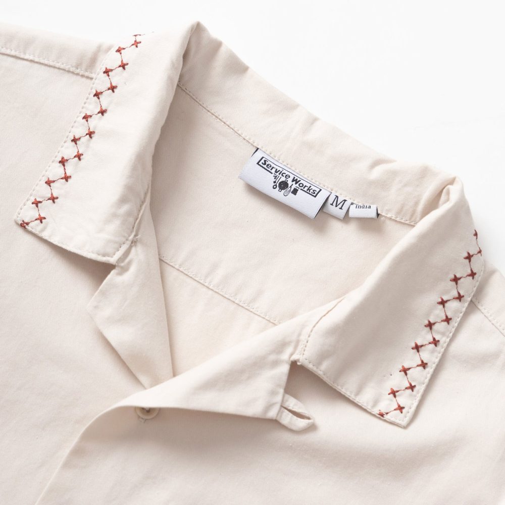 Service Works Border Short Sleeve Shirt - Off-White Service Works Border Short Sleeve Shirt - Off-White