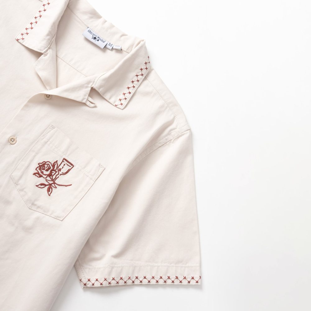 Service Works Border Short Sleeve Shirt - Off-White Service Works Border Short Sleeve Shirt - Off-White