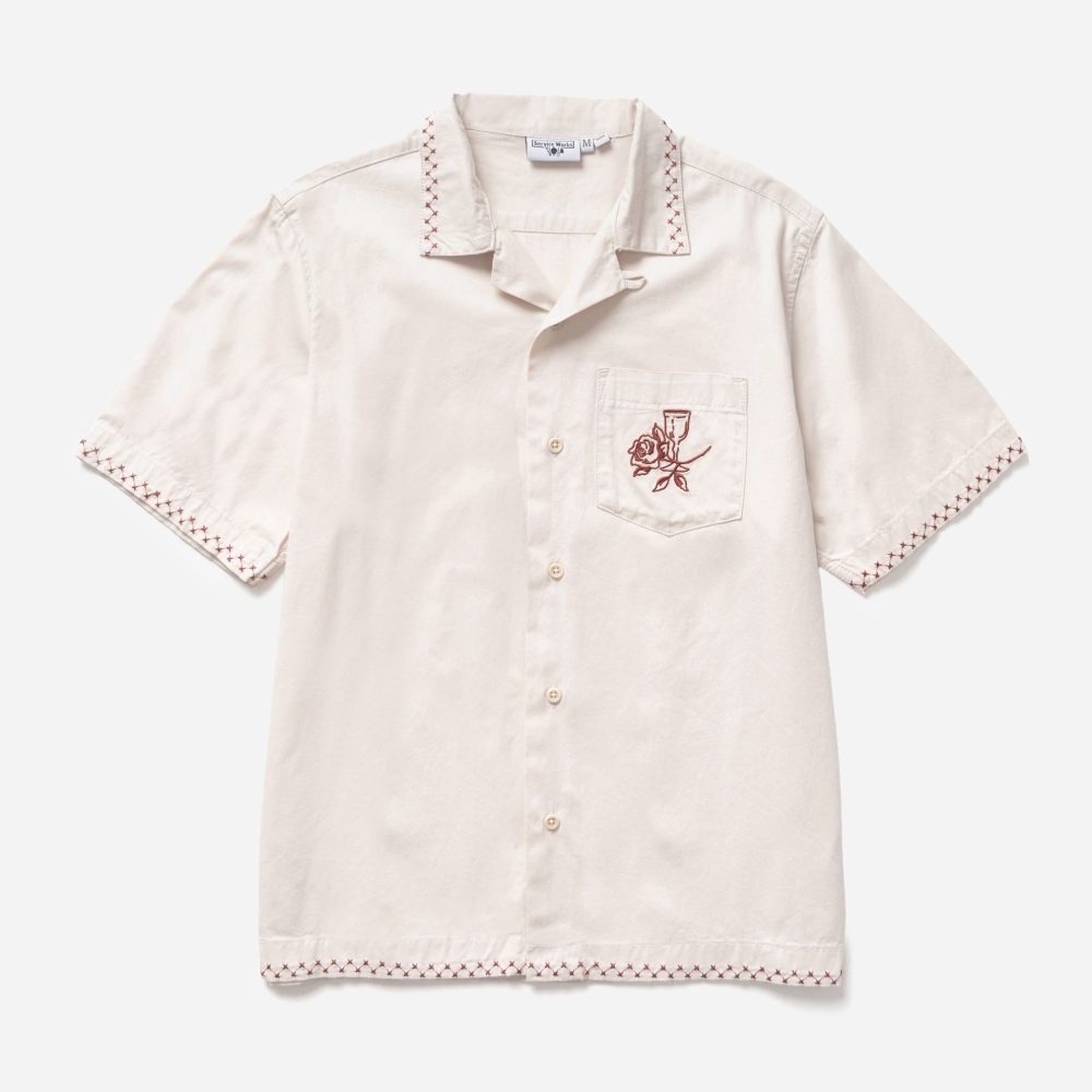 Service Works Border Short Sleeve Shirt - Off-White Service Works Border Short Sleeve Shirt - Off-White