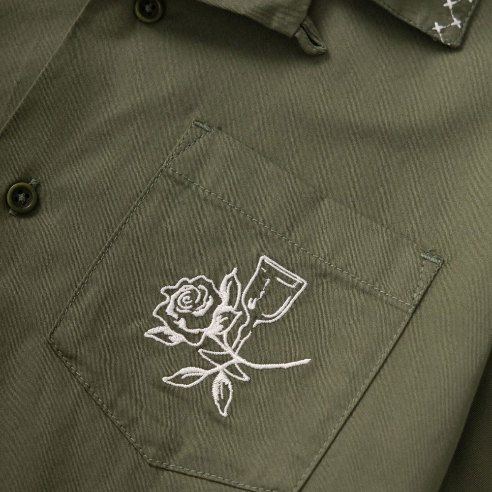 Service Works Border Short Sleeve Shirt - Olive Service Works Border Short Sleeve Shirt - Olive