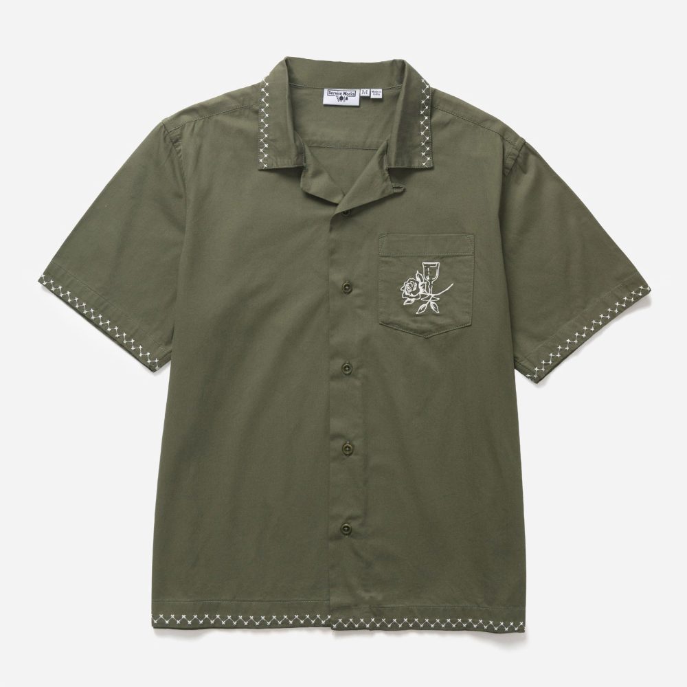 Service Works Border Short Sleeve Shirt - Olive Service Works Border Short Sleeve Shirt - Olive