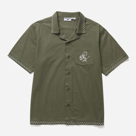 Service Works Border Short Sleeve Shirt - Olive Service Works Border Short Sleeve Shirt - Olive