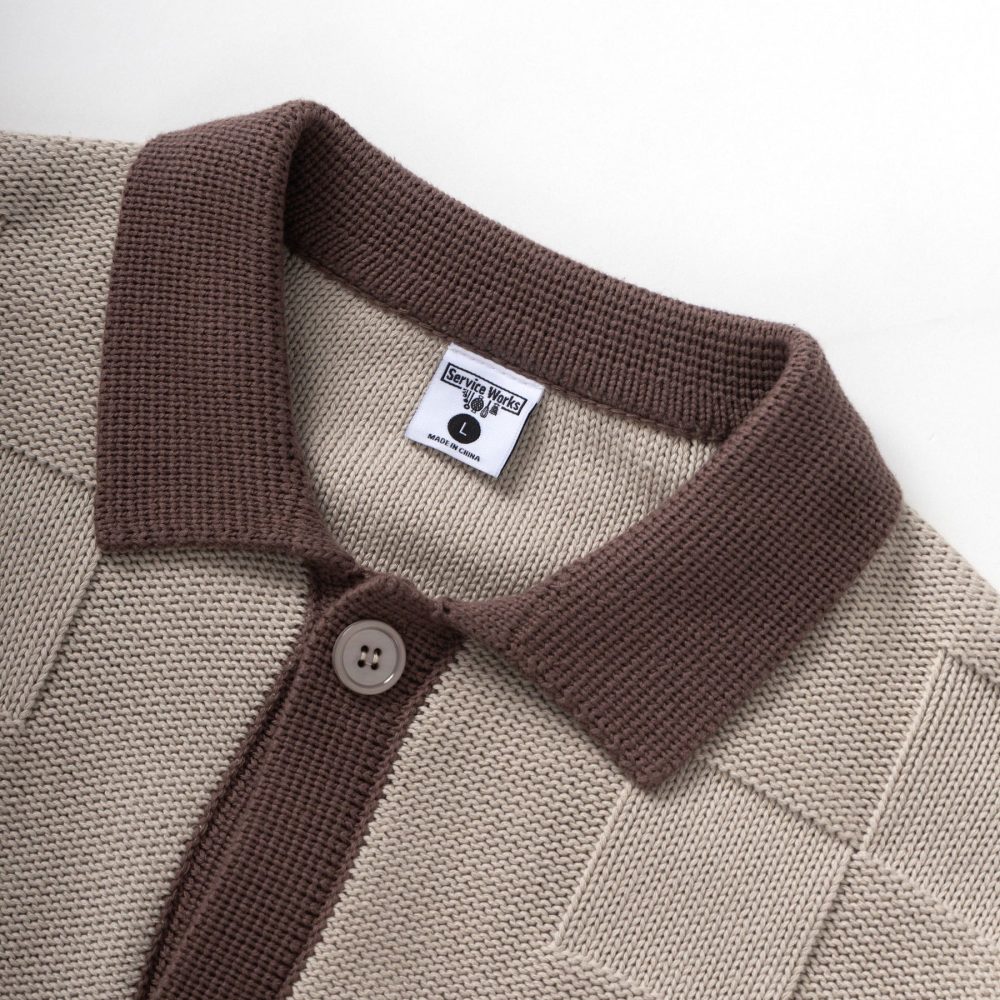 Service Works Check Panel Cardigan - Mushroom