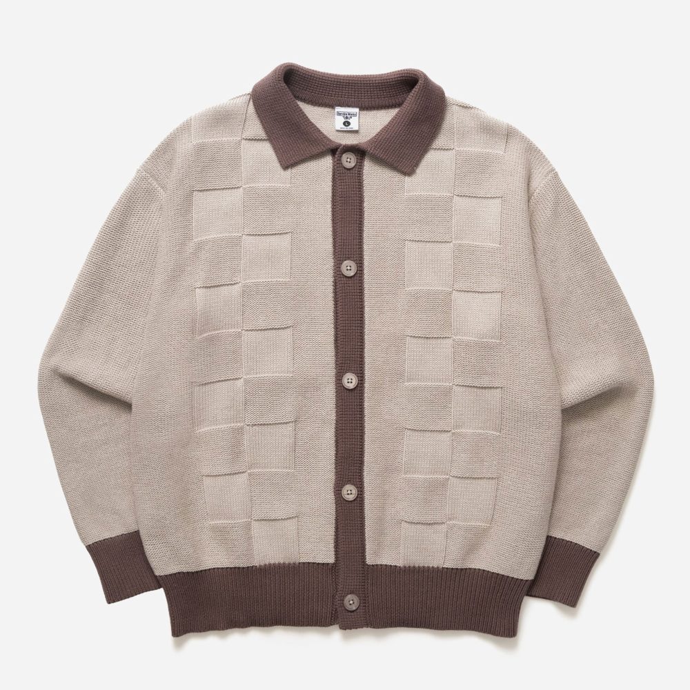 Service Works Check Panel Cardigan - Mushroom