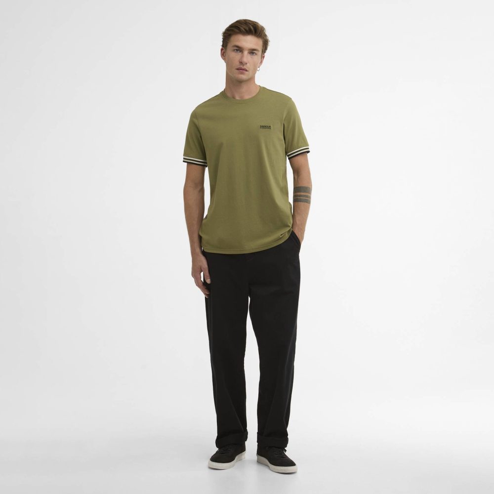 Barbour International Burnwood Tipped Cuff Tee - Burnt Olive