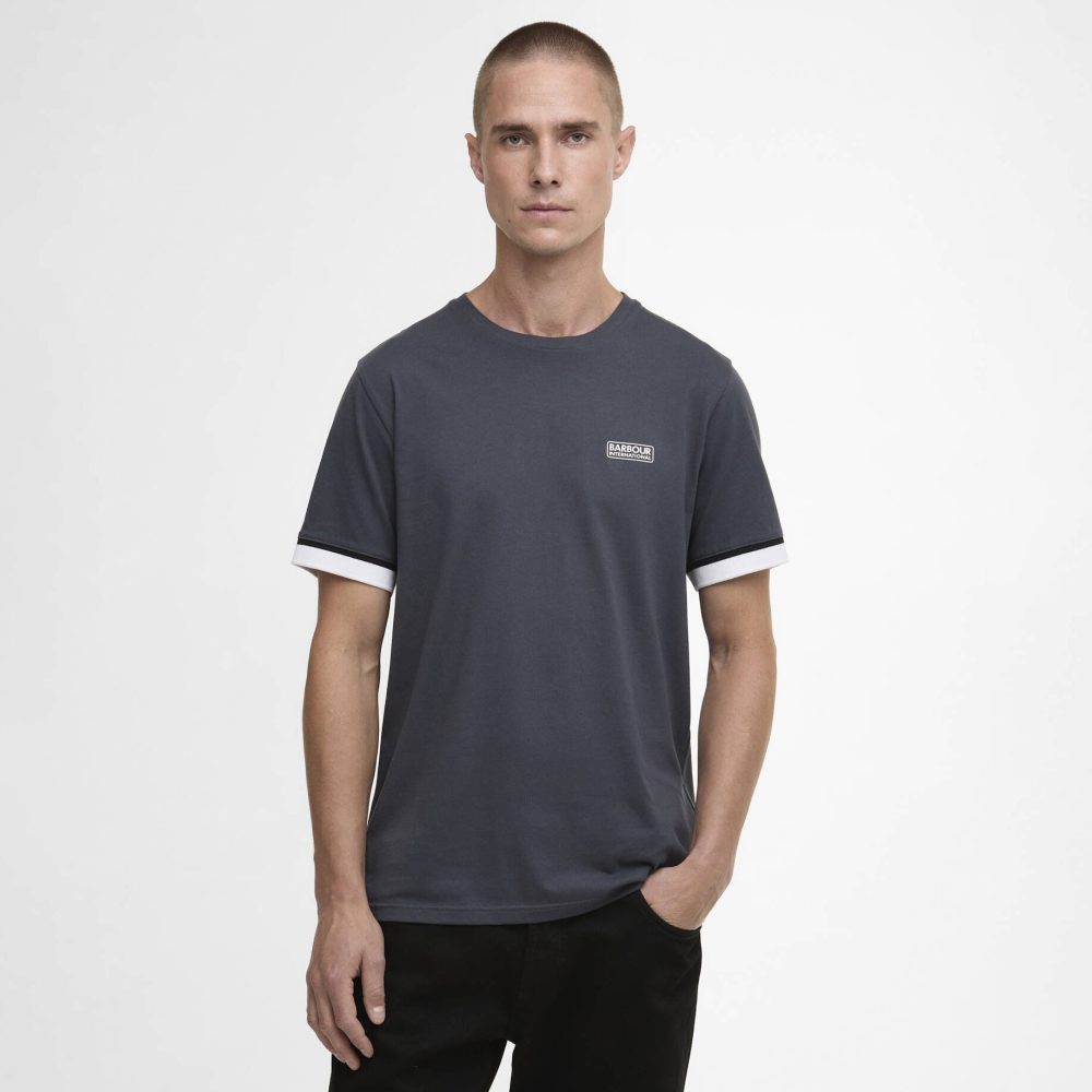 Barbour International Deep Cuff Evan Tipped Tee - Storm Grey Barbour International Deep Cuff Evan Tipped Tee - Storm Grey