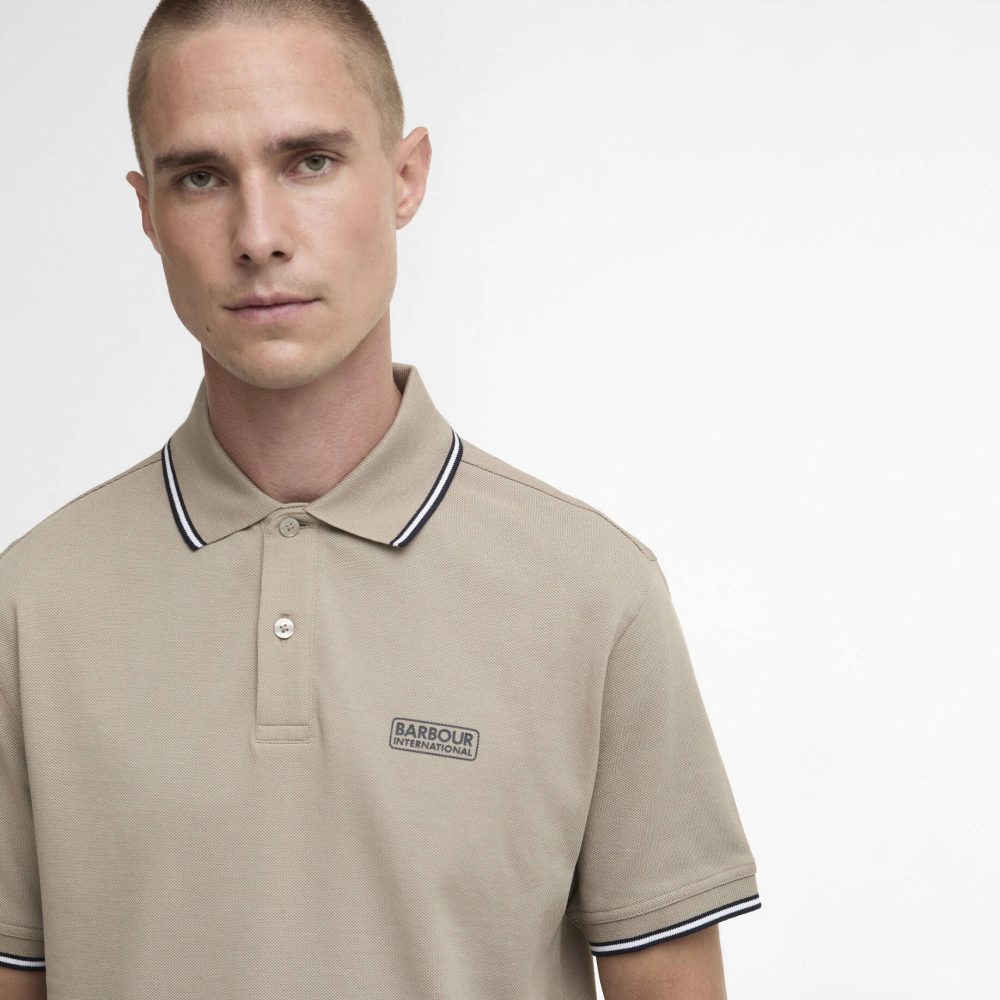 Barbour International Evan Tipped Polo - Concrete