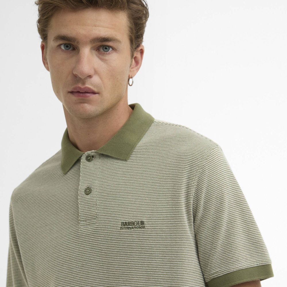 Barbour International Halls Textured Polo - Burnt Olive Barbour International Halls Textured Polo - Burnt Olive