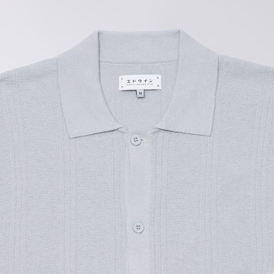 Edwin Luis Buttoned Knitted Polo - Grey Edwin Luis Buttoned Knitted Polo - Grey