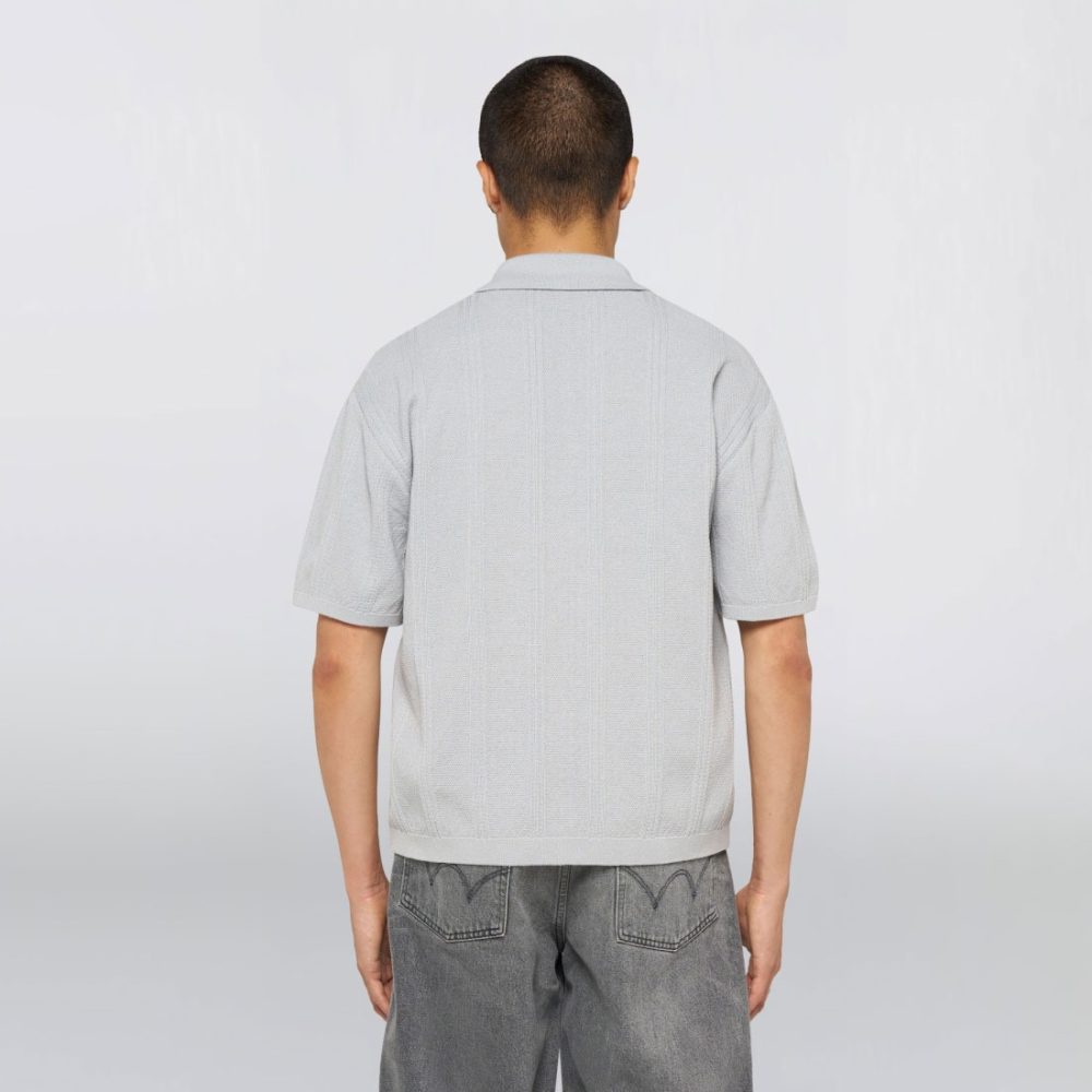 Edwin Luis Buttoned Knitted Polo - Grey Edwin Luis Buttoned Knitted Polo - Grey