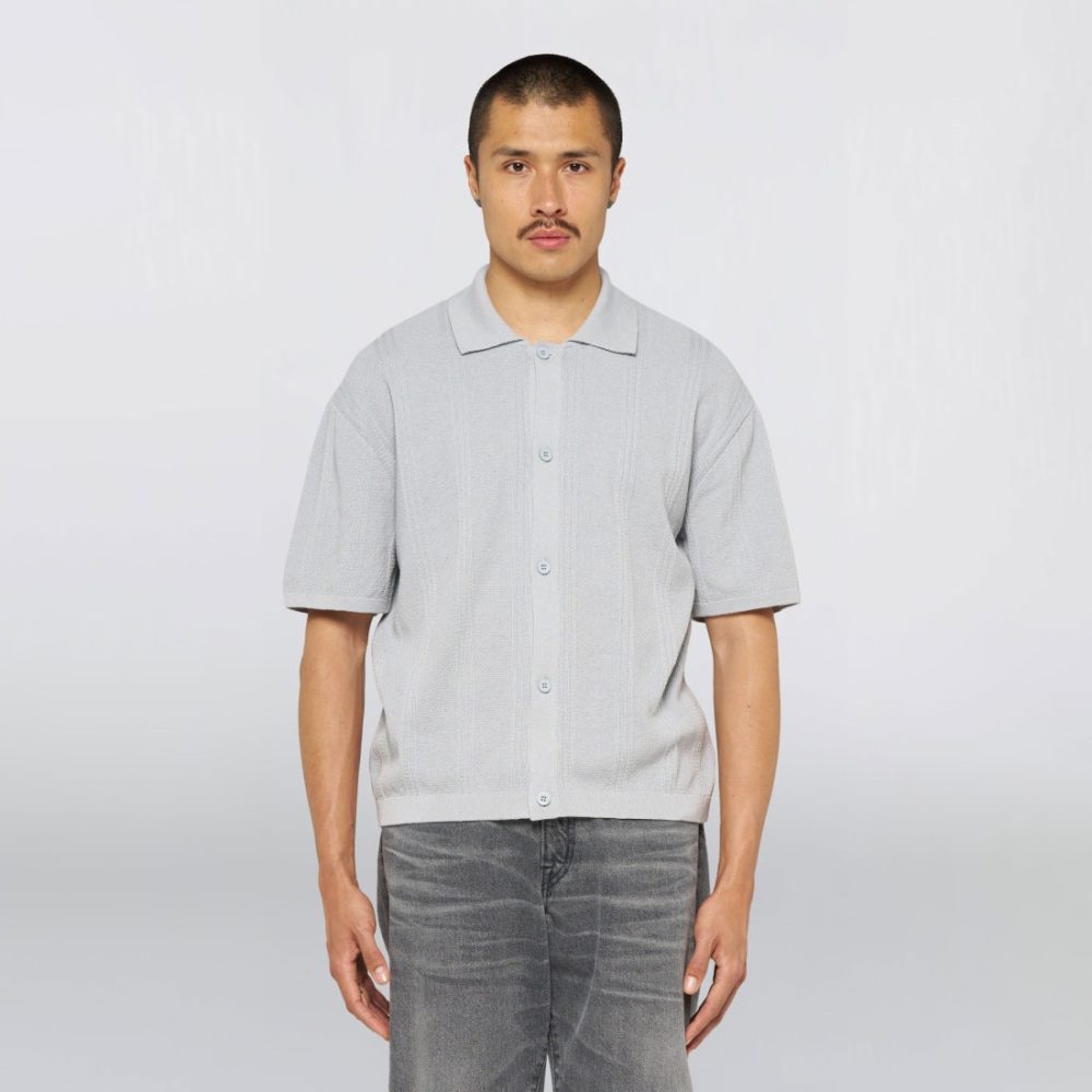 Edwin Luis Buttoned Knitted Polo - Grey Edwin Luis Buttoned Knitted Polo - Grey