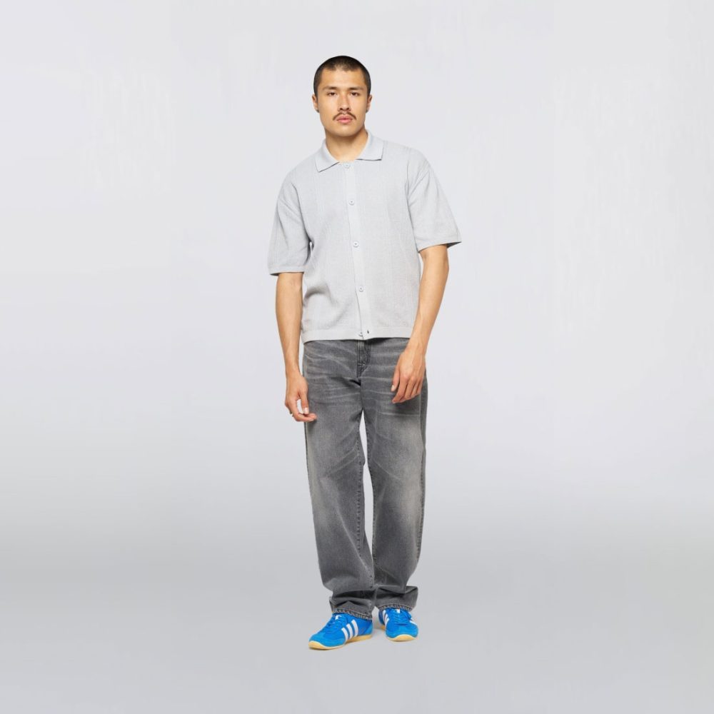 Edwin Luis Buttoned Knitted Polo - Grey Edwin Luis Buttoned Knitted Polo - Grey