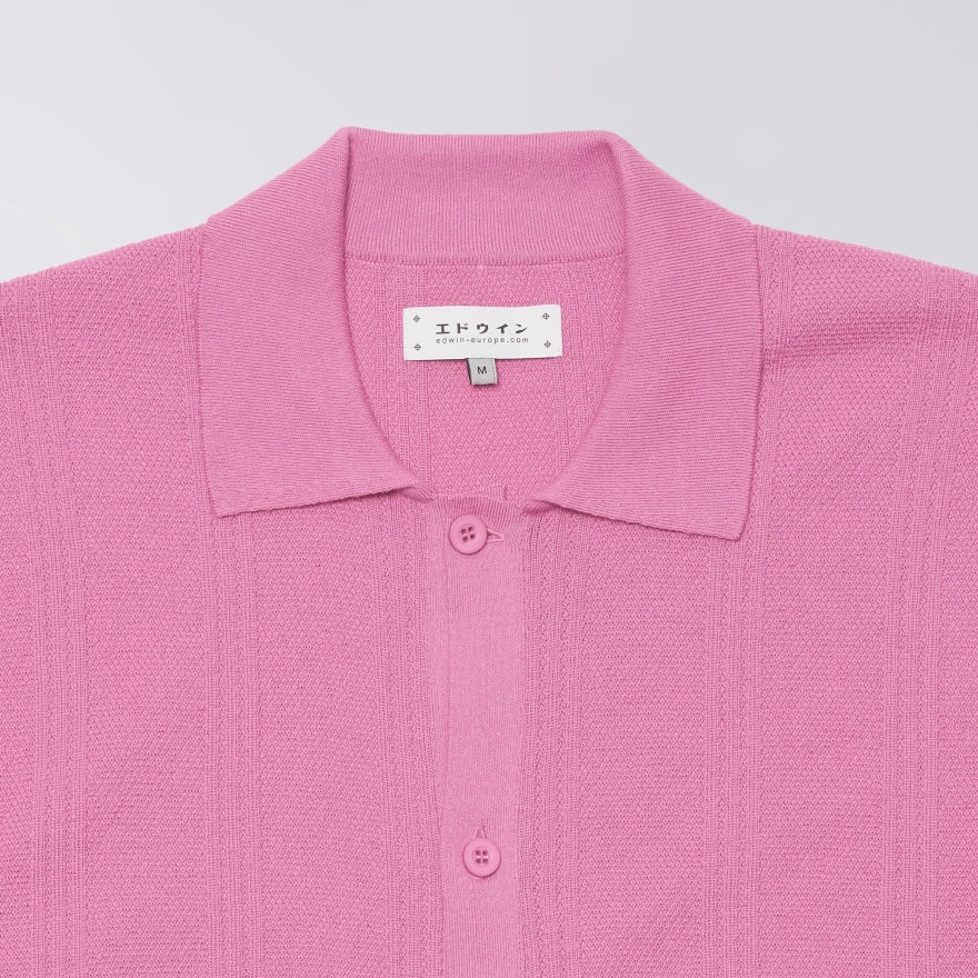 Edwin Luis Buttoned Knitted Polo - Pink Edwin Luis Buttoned Knitted Polo - Pink