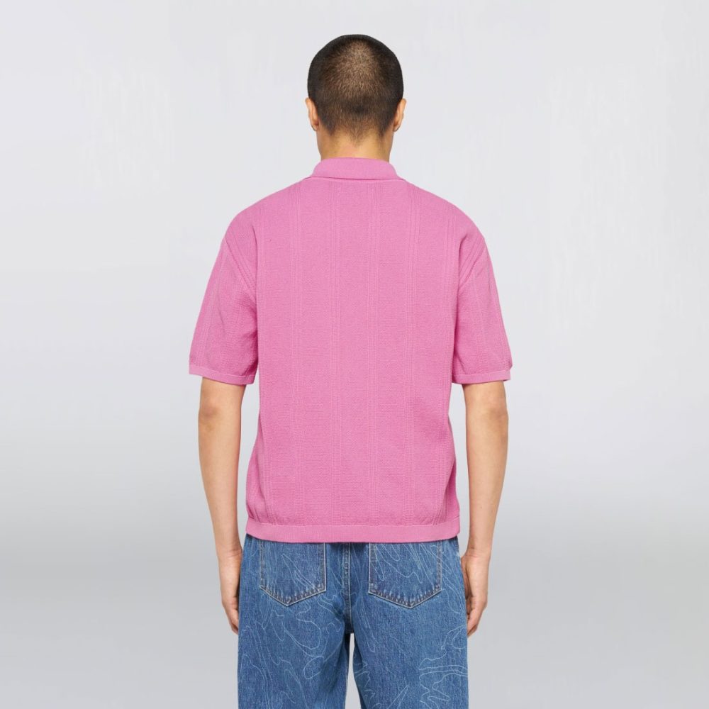Edwin Luis Buttoned Knitted Polo - Pink Edwin Luis Buttoned Knitted Polo - Pink