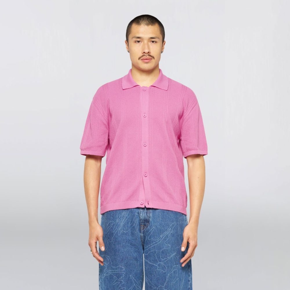 Edwin Luis Buttoned Knitted Polo - Pink Edwin Luis Buttoned Knitted Polo - Pink