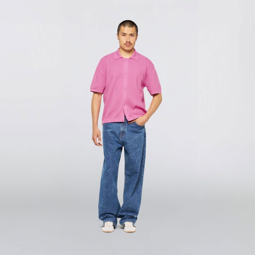 Edwin Luis Buttoned Knitted Polo - Pink Edwin Luis Buttoned Knitted Polo - Pink