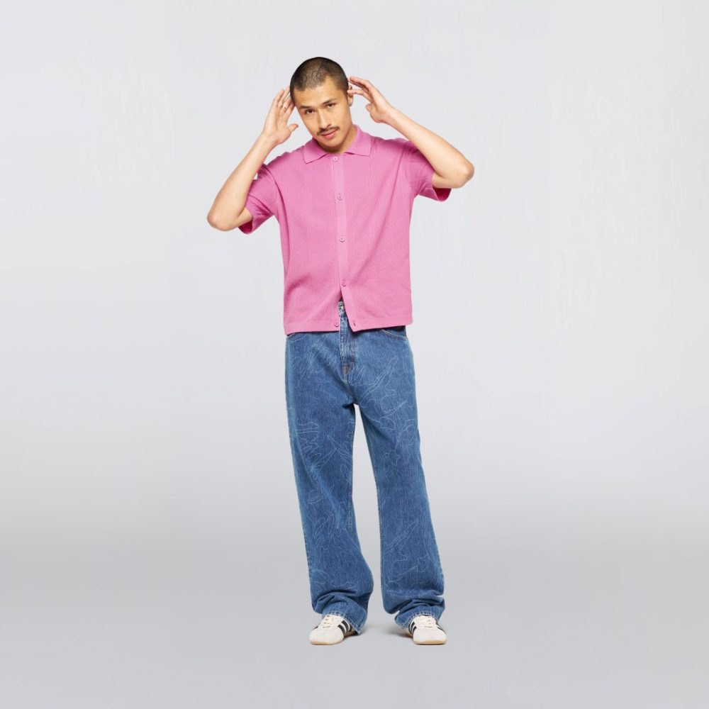Edwin Luis Buttoned Knitted Polo - Pink Edwin Luis Buttoned Knitted Polo - Pink