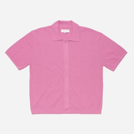Edwin Luis Buttoned Knitted Polo - Pink