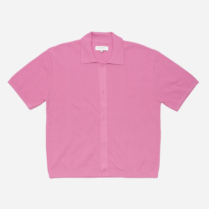 Edwin Luis Buttoned Knitted Polo - Pink Edwin Luis Buttoned Knitted Polo - Pink