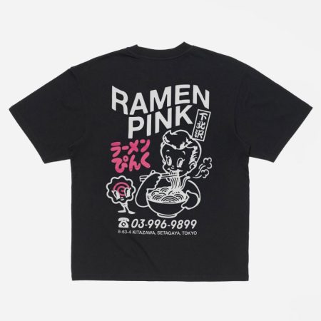 Edwin Ramen Pink Tee - Black/Garment Washed