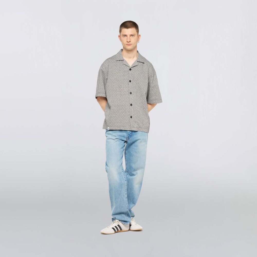 Edwin Saga Short Sleeve Shirt - Black/White/Garment Washed