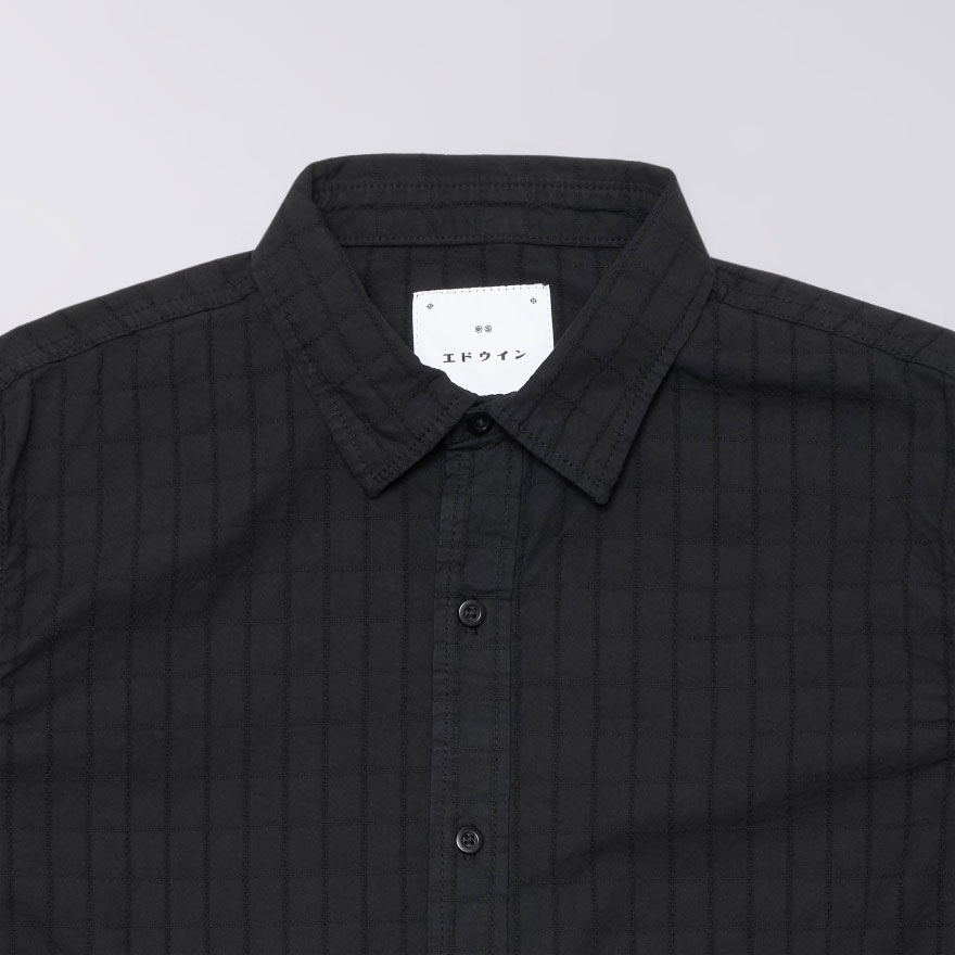 Edwin Sebastian Long Sleeve Shirt - Black/Garment Dyed
