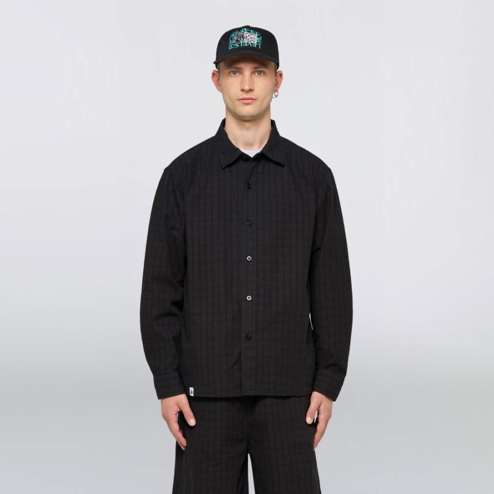 Edwin Sebastian Long Sleeve Shirt - Black/Garment Dyed