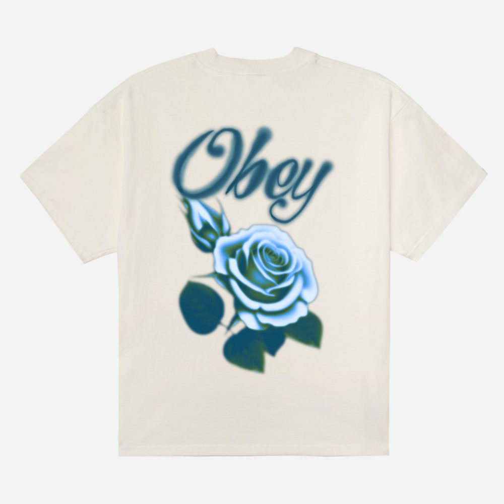 Obey Airbrushed Rose Heavyweight Box Tee - Vintage White