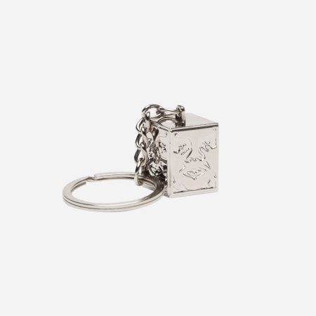 Obey Icon Face Cube Keychain - Silver