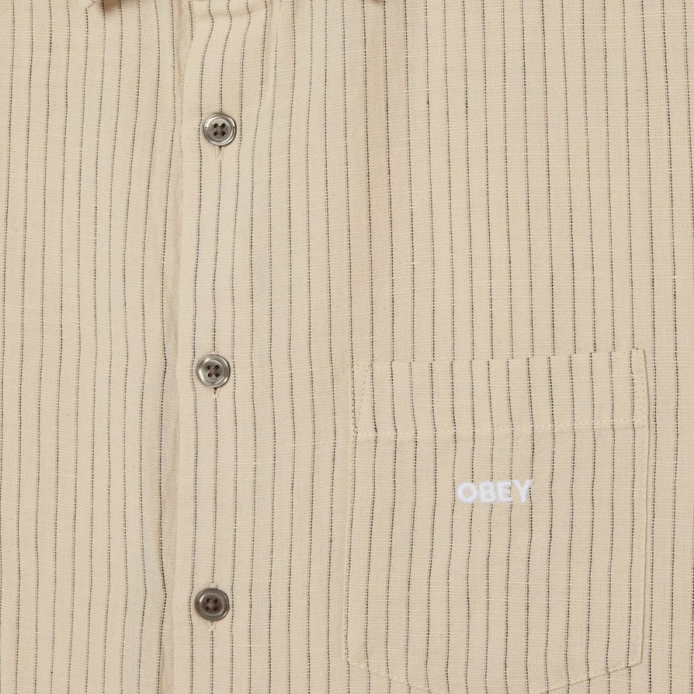 Obey Nelson Woven Long Sleeve Shirt - Silver Grey Multi