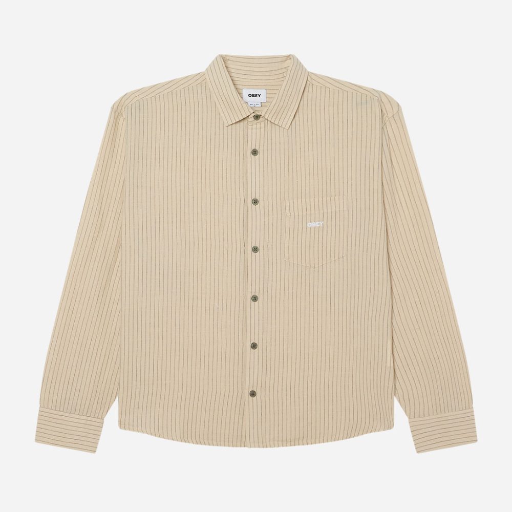 Obey Nelson Woven Long Sleeve Shirt - Silver Grey Multi Obey Nelson Woven Long Sleeve Shirt - Silver Grey Multi