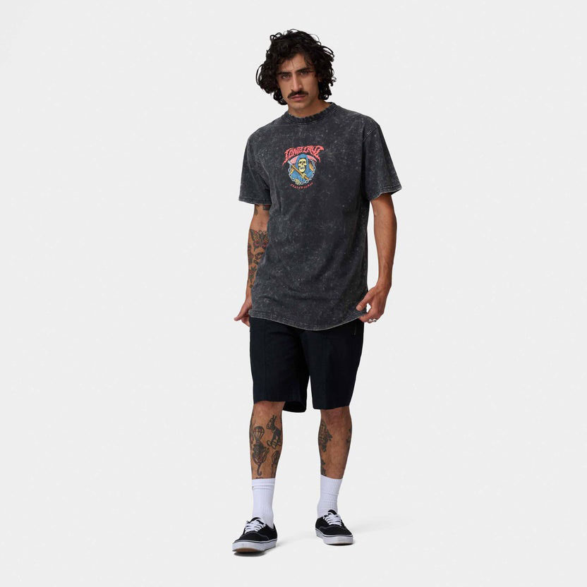Santa Cruz Out Of Time Front Tee - Black Acid Wash